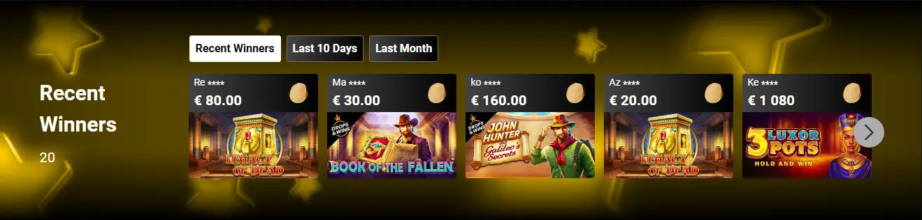 récents gagnants au BWin
