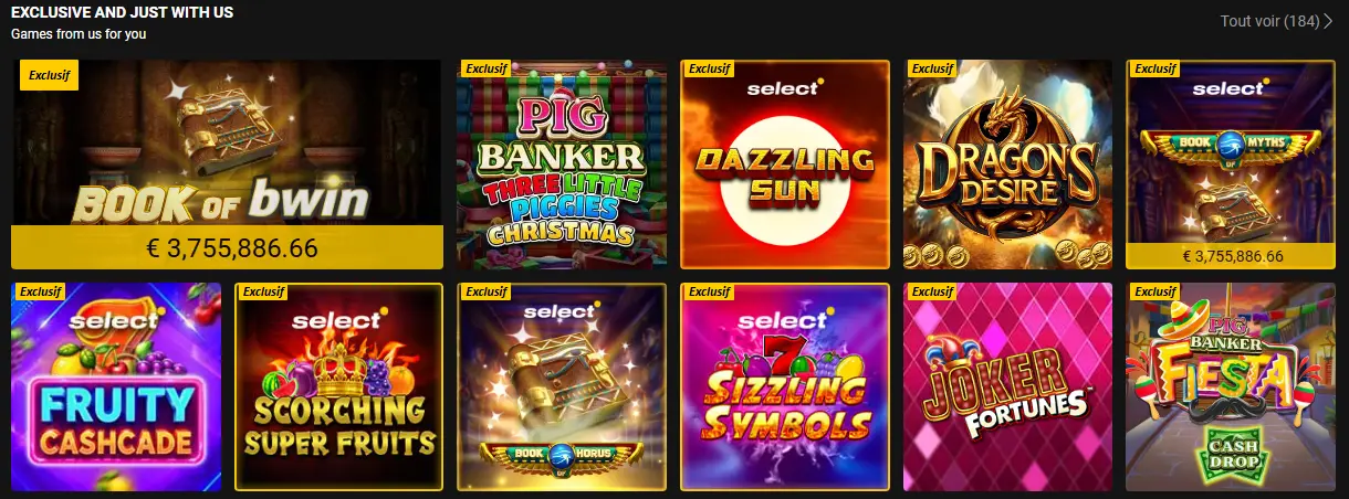 jeux de casino populaires au Bwin
